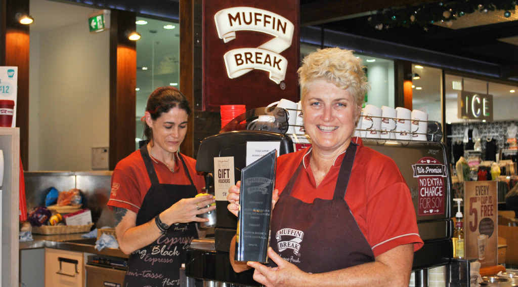 NATIONAL RECOGNITION: Sally Kacsics at the Muffin Break outlet in Coffs Central. NATIONAL RECOGNITION: Sally Kacsics at the Muffin Break outlet in Coffs Central.